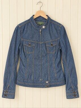 Eddie Bauer Denim Biker Jacket Women’s Size 8 Indigo Full Zip NWT